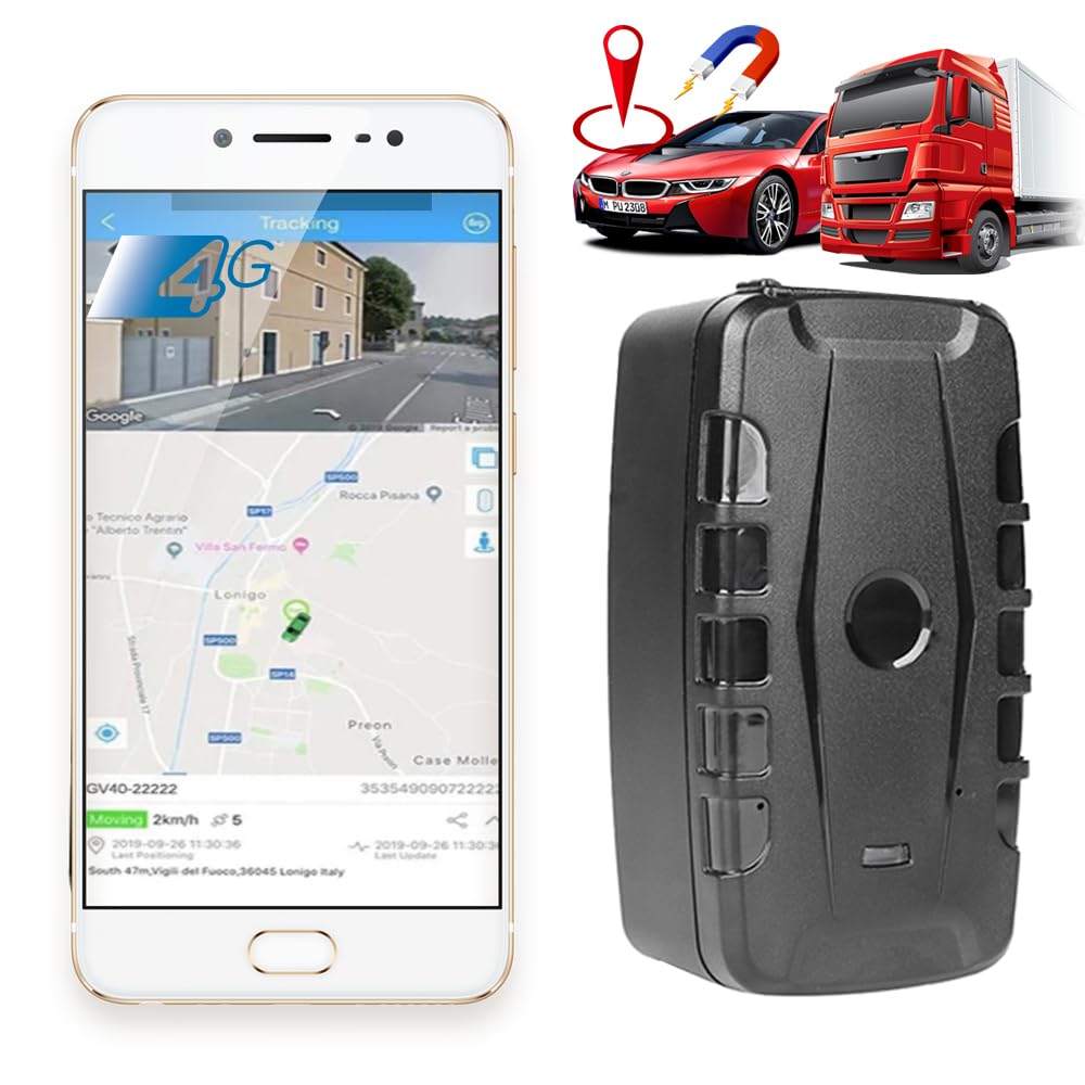 4G Localizzatore GPS per Auto Tracciatore di Posizione in Tempo 4G GPS Tracker con Antifurto Allarme Impermeabile Potente Magnete Geo-Fence Allarme APP Gratuita Batteria da 20000mAh