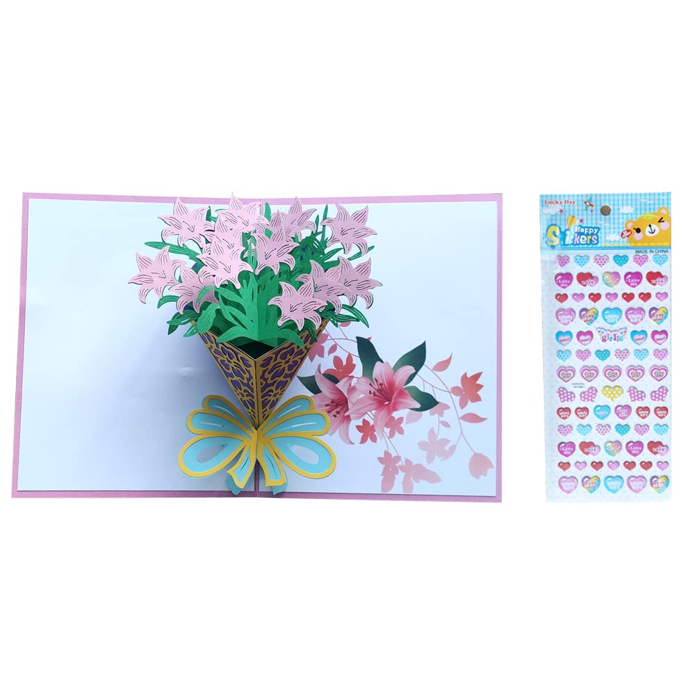 Amazon | 3D 花束 ポップアップカード ( ユリ ) 封筒 シール付 立体 花 