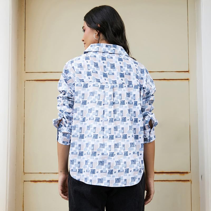 Image of PINACOLADA Women's Solid Oversized Shirt for Casual Wear | Spread Collar | Long Sleeve | Button Closure | Oversized Shirt Crafted with Comfort Fit for Everyday Wear