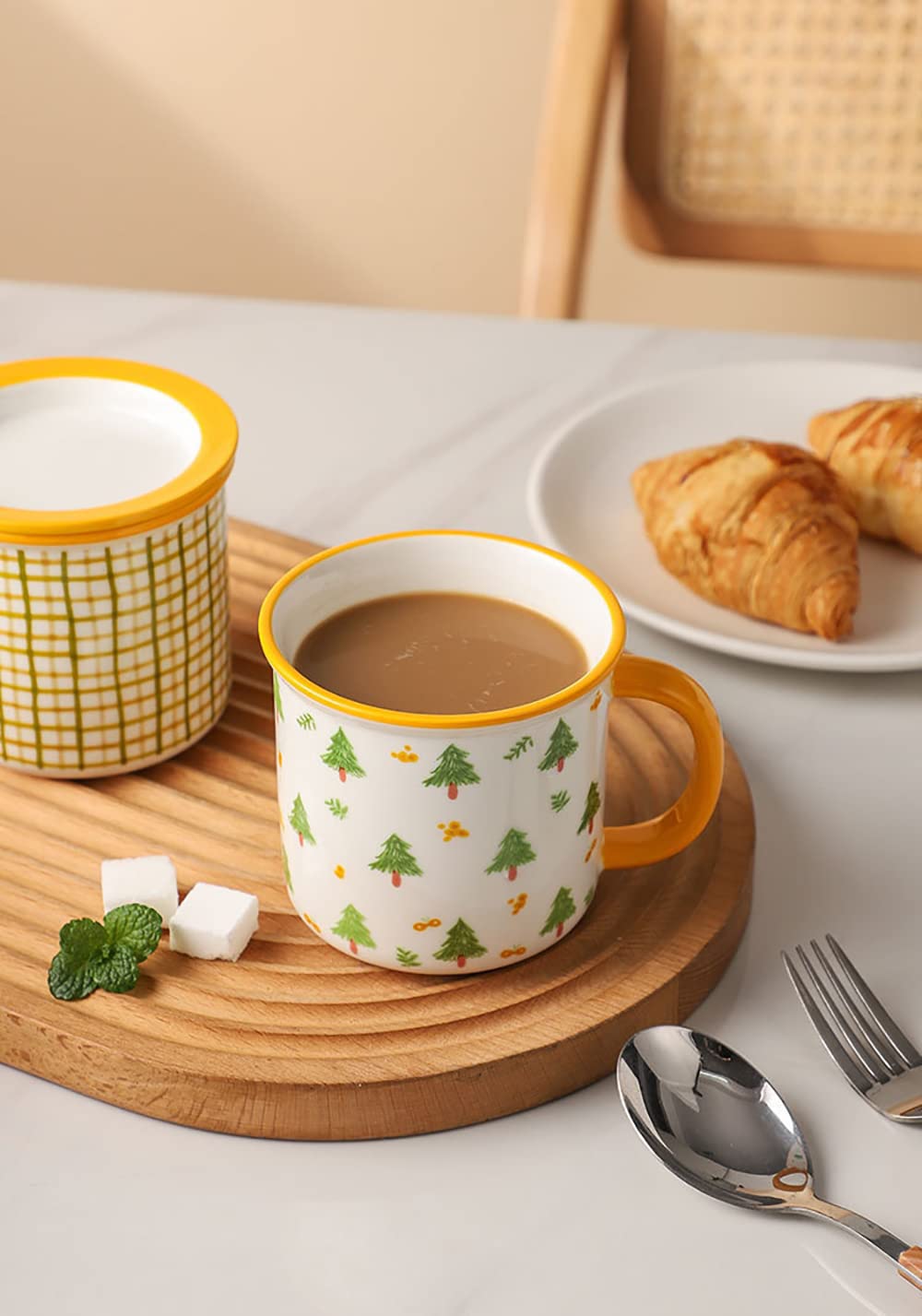 Juego de 4 tazas esmaltadas para acampar de viaje, duraderas y gruesas, para el hogar y la oficina (amarillo)