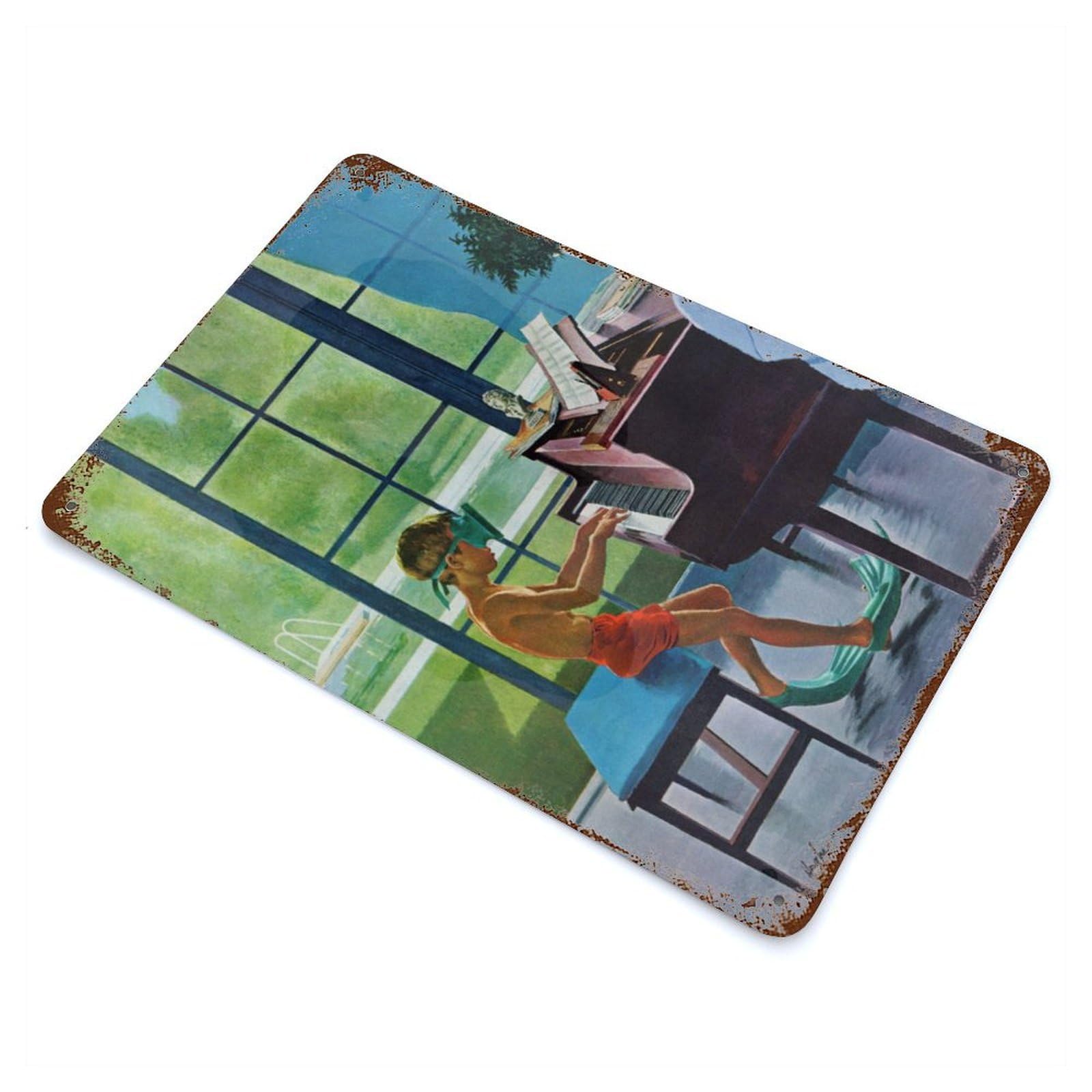 Rust Effect Piano Diver Vintage Rust Metal Sign 11.8"x7.9", Vintage Wall Decor for Garage, Bar And Workshop Decor