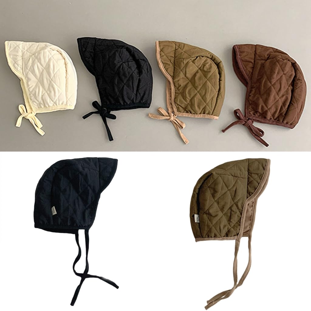 ffgguuiic Baby Hat Cotton Bonnet Caps with Ear Protections and Adjustable Ties for Warmth and Comfortable 0 12 Months Infants Brown