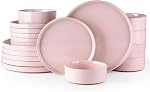 AmorArc Ceramic Dinnerware Set for 4 | Speckled Stoneware Plates and Bowls with unglazed Terracotta | Scratch Resistant, Dishwasher & Microwave Safe Dishes Sets- 12-Pcs Beige