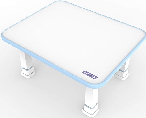 Baby Care Mesa de piso plegable para niños con alturas ajustables, para jugar, leer y merienda y más (blanco/azul)