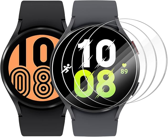 CAVN 4-Packs Screen Protector Compatible with Samsung Galaxy Watch 5 44mm/ Galaxy Watch 4 44mm Screen Protector (not for 40mm), Tempered Glass Screen Protection Cover Saver for Galaxy Watch 5 44mm