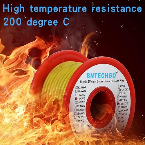Vista 72 de Bntechgo 18 alambres de silicona suave y flexible, silicona resistente a altas temperaturas, altamente eficiente 18 AWG calibre, 150 hilos