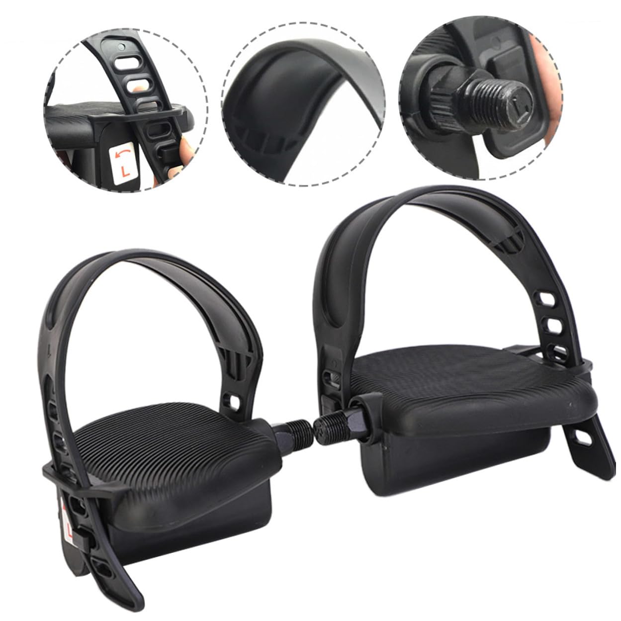 UPKOCH Pédales de Vélo d'exercice Noires Sangles en Caoutchouc Réglables, Faciles à Assembler Démonter, Accessoires pour Vélo Fitness en Extérieur