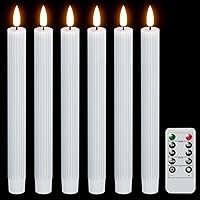 Vista 14 de DRomance Velas cónicas blancas sin llama con control remoto y temporizador, paquete de 6 velas LED parpadeantes que funcionan con pilas, luz