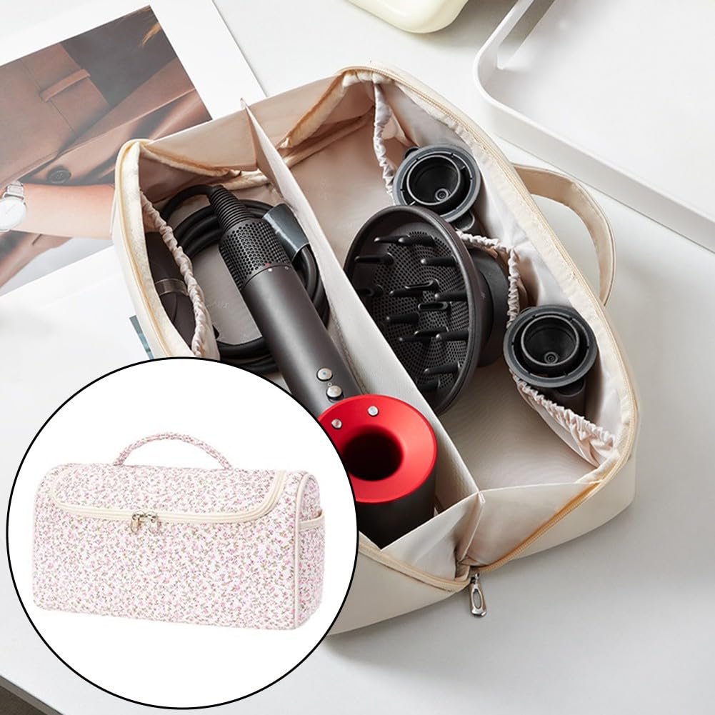 EasyByMall Custodia da viaggio portatile per parrucchieri e accessori, borsa da toilette sospesa con scomparti multipli, custodia organizer in poliestere per cosmetici ed elettronica, rosa