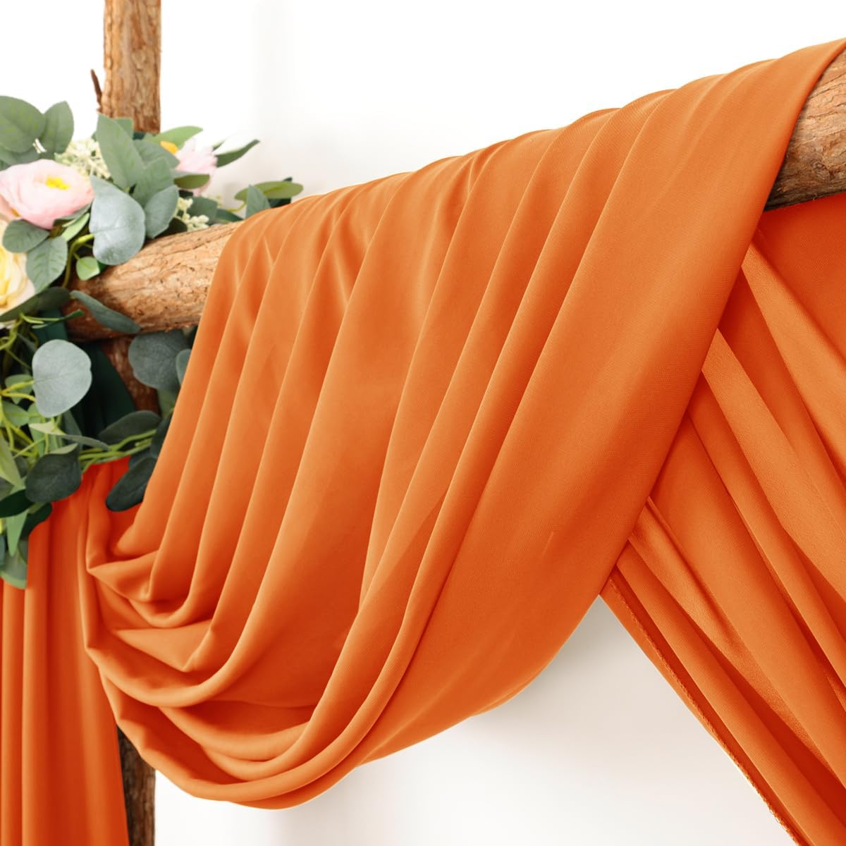 LINXTAR Wedding Arch Draping Fabric 30'' x 18FT Sheer Chiffon Arch Drape Backdrop 2 Panel Orange Drapes for Easter Bridal Shower Baby Shower Photo Booth Church Decor Birthday Party Outdoor Decoration