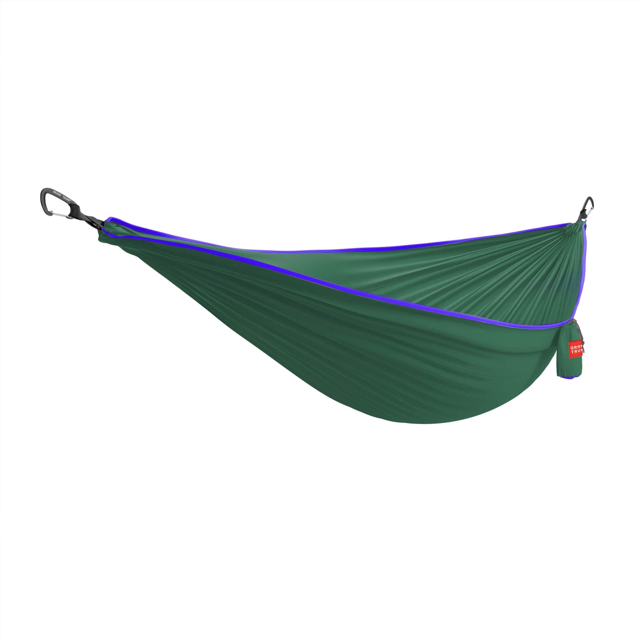 Grand Trunk Green/Aqua Trunktech Single Hammock | Lightweight Ripstop Nylon Camping & Travel Hammock, 11 Ft, 500 Lb Capacity, Includes Carabiners | With Trim