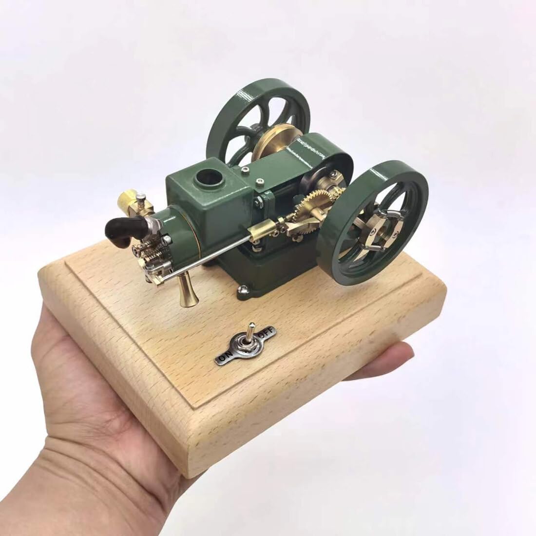 Joytopiaminds Mini-Dampfmaschinenmodell, 1,6-cm³-Viertakt-Benzinmotor im Vintage-Stil, horizontal, wassergekühlt, mit drehzahlbegrenzendem Schwungrad, Physik-Experimentierspielzeug für Erwachsene