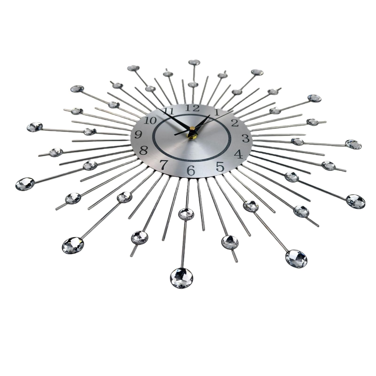 Kaeltsyn Modern Crystal Studded Metal Starbursts Wall Clock for Home and Decors with Quiet Movement and Easy Installation Modern Clock
