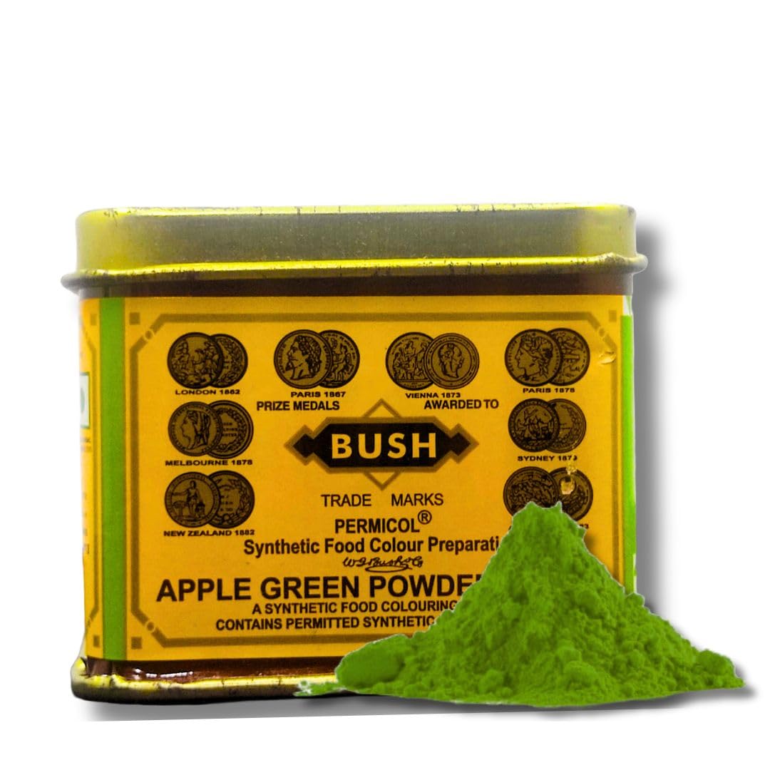 BUSH Apple Green Synthetic Food Colour Powder – 100g | Edible Food Coloring for Cakes, Fondant, Icing, Baking & Dessert Decoration | Pack of 1