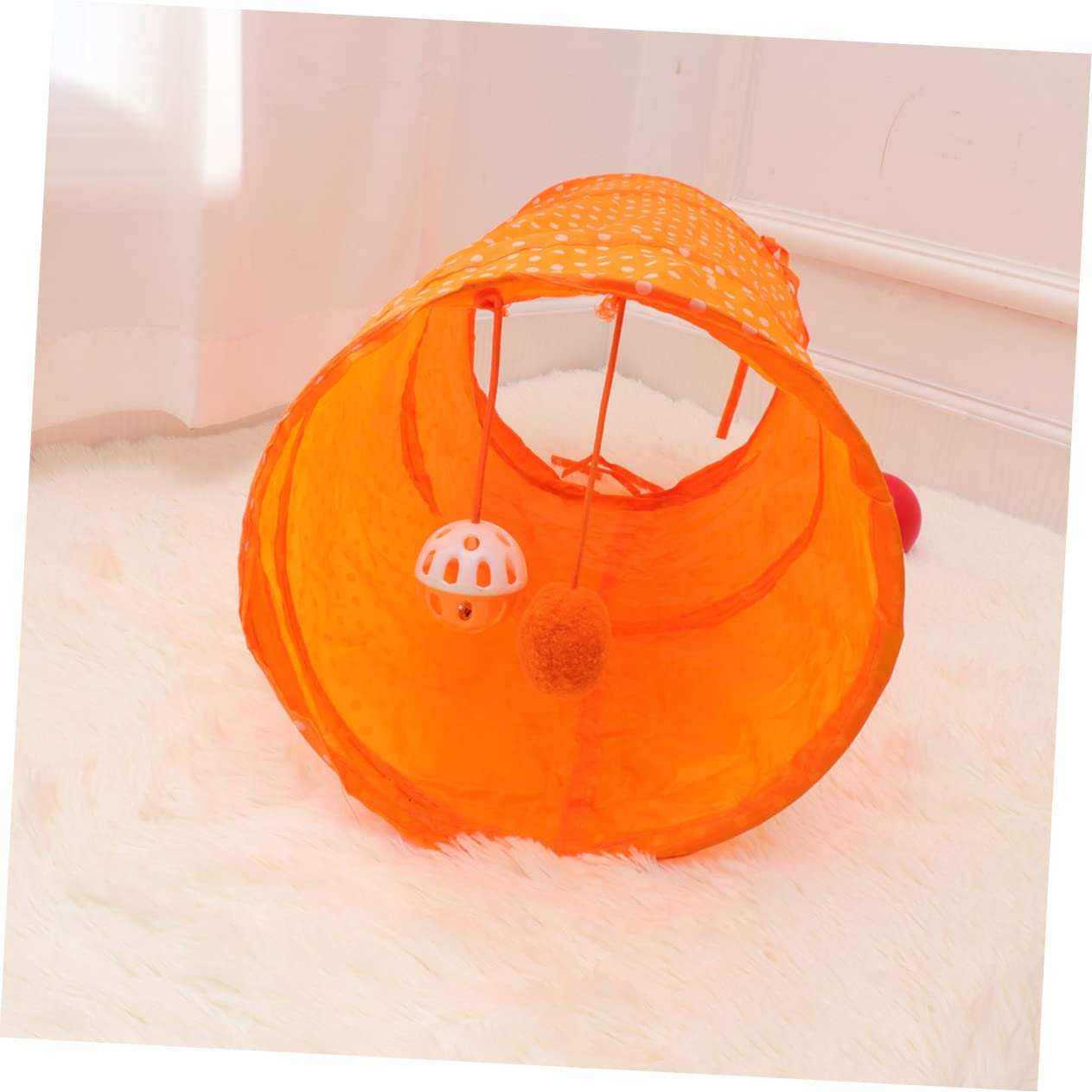 Happyyami 3stücke Funny Pet Cat Tunnel Faltbarer Katzen Spieltunnel Für Kätzchen Interaktives Spielzeug Mit Hängematte Und Ball Aus Orange Für Spiel Und Bewegung
