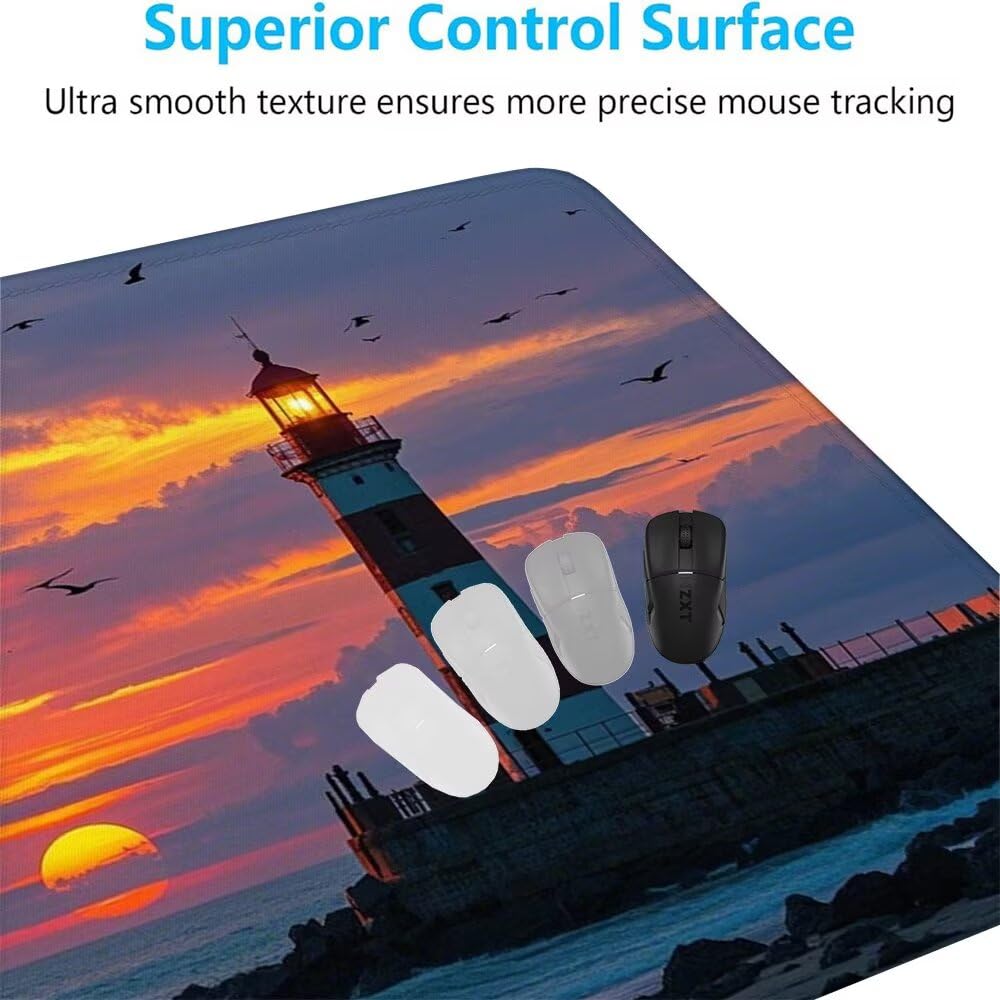 Giappone Tappetino Mouse XXL 1000x500x3mm, Gaming Tappetino Mouse Faro Mousepad con Base in Impermeabile Gomma Antiscivolo per Tastiera Computer Ufficio Idea Regalo Festa del Papà e Compleanno X-820