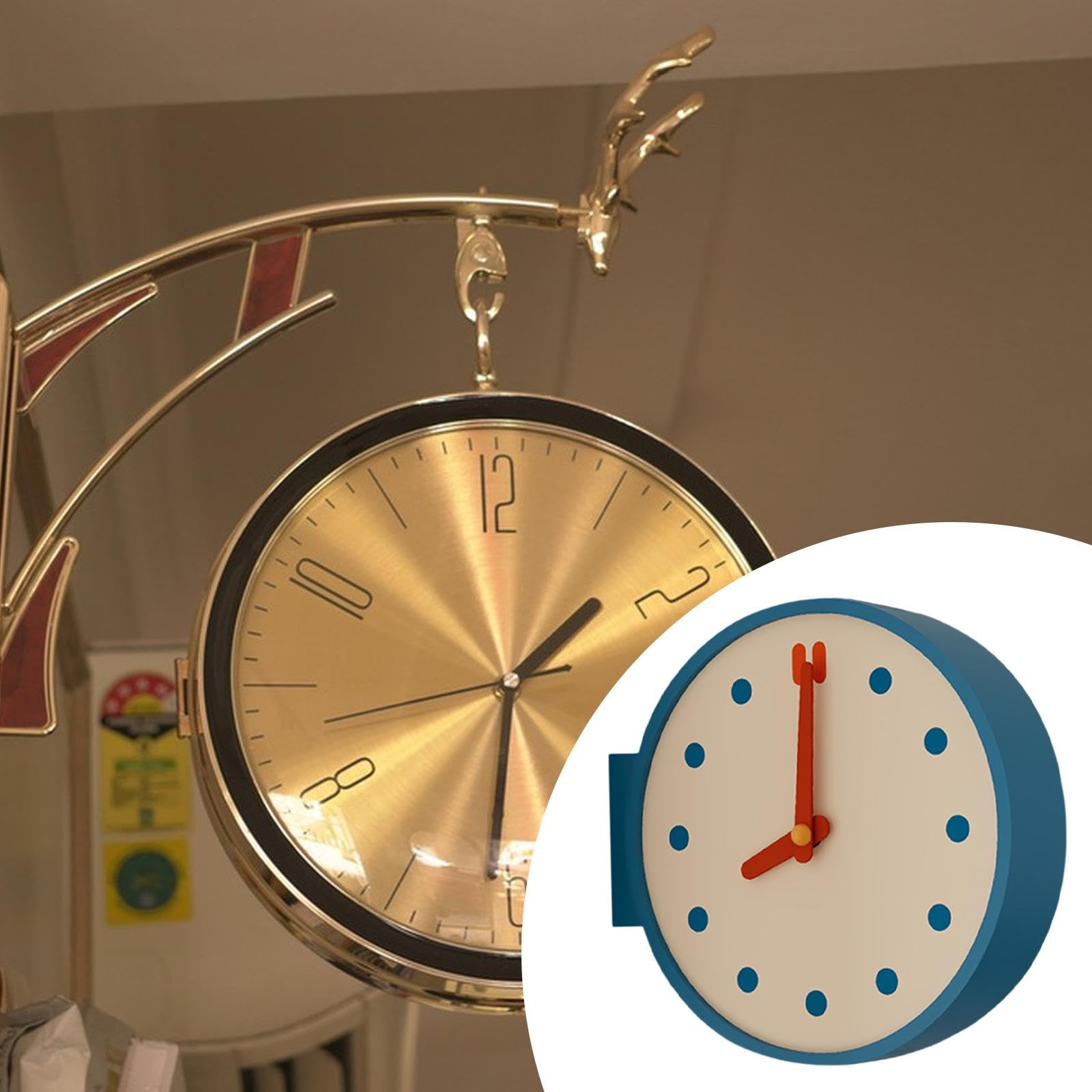 Reloj de Pared de Esquina, Reloj de Escritorio, Adorno de Doble Cara para Hotel, hogar y Oficina.