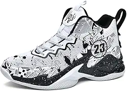 Tênis de basquete masculino de cano alto com amortecimento e suporte respirável para treinamento esportivo juvenil Equipamento de basquetebol