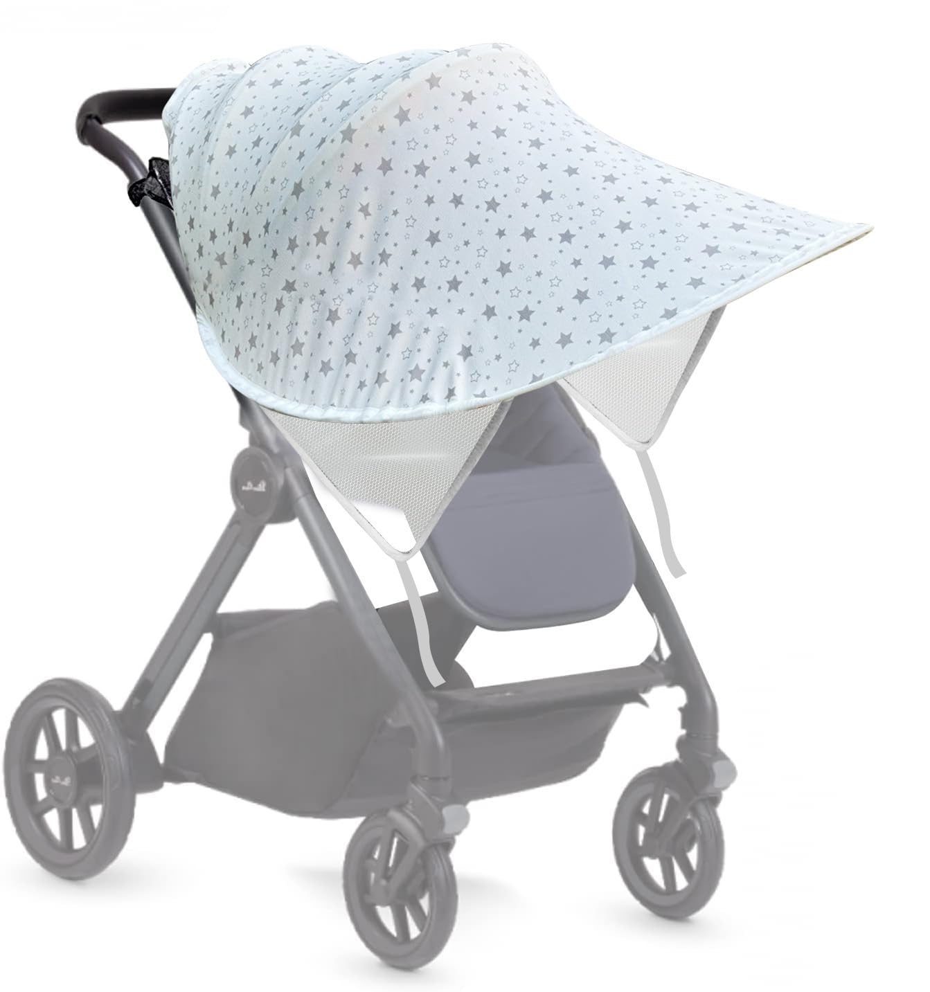 Pram Sun Shade Cover,UPF50+ Universal Baby Sunshade,Foldable Baby Stroller Sun Shade Pushchair Awning,Breathable Pram Sun Shade,Stroller Sun Shade Canopy for Pushchair,Buggy,Stroller (Sliver Star)
