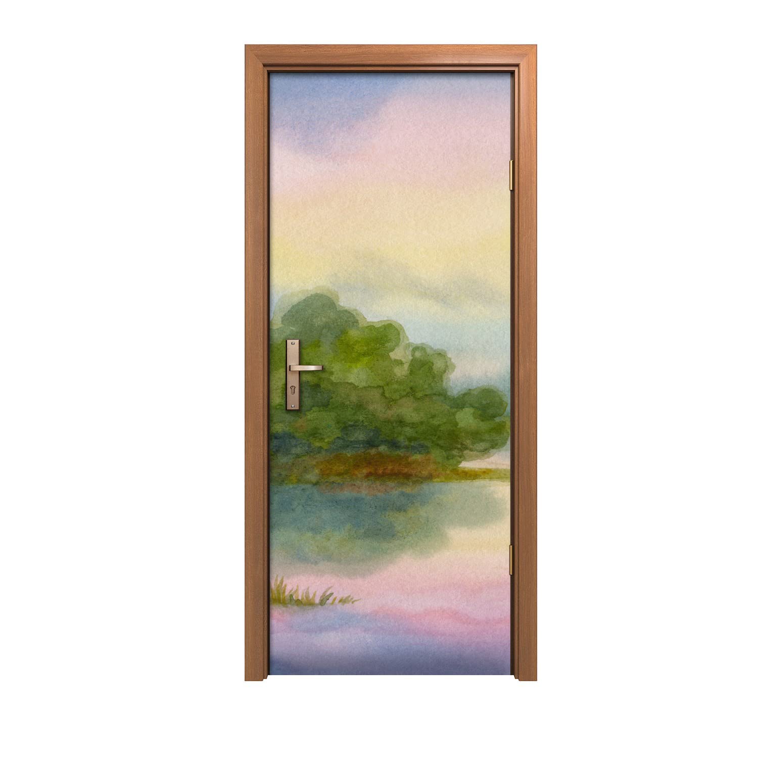 Autocollant de porte design d'intérieur mural 90x200cm décoration aquarelle tree