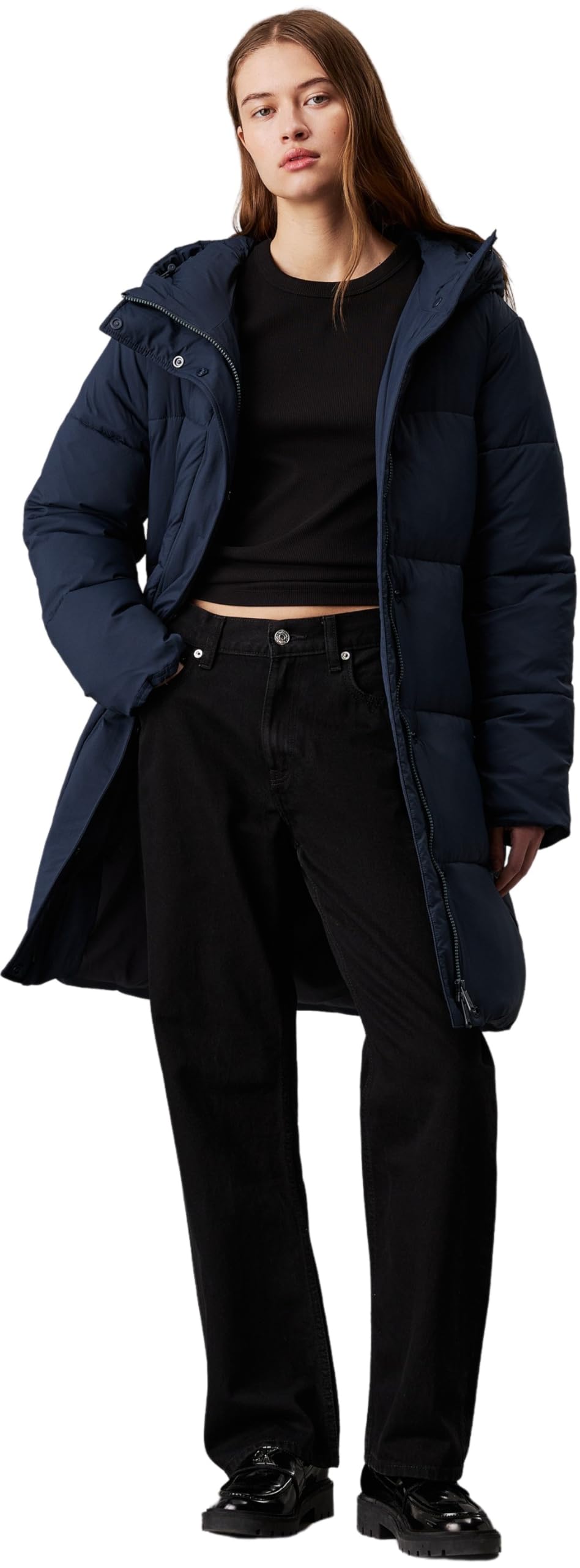 Calvin Klein Kurtka puchowa Kobiety Pasek Z Logo Długi Puffer J20j224122
