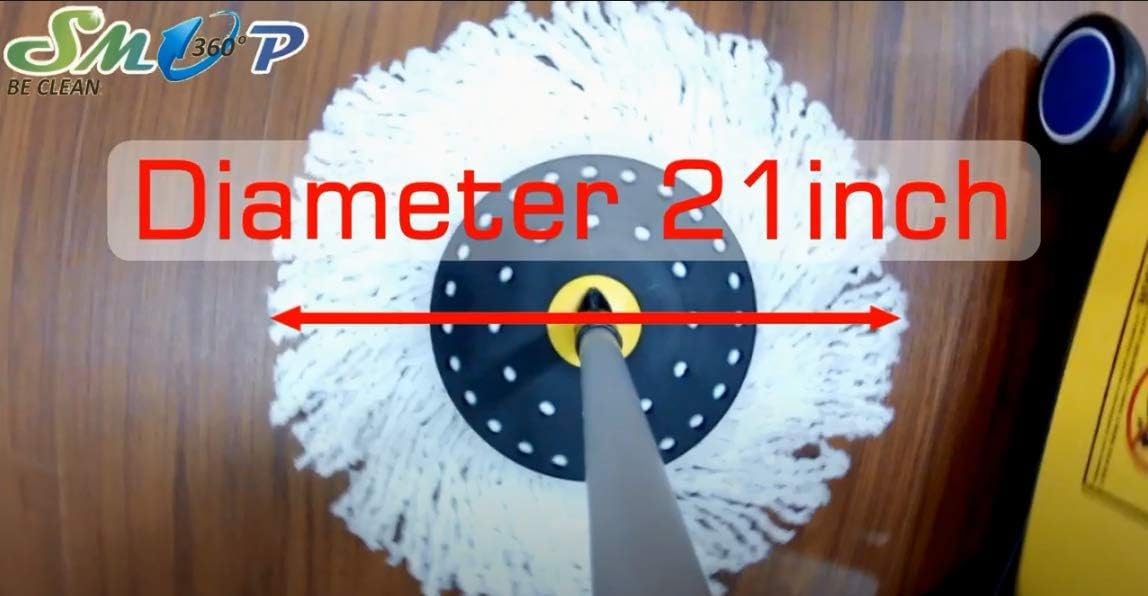 SMOP 360 Spin Mop Commercial, Microfiber, Bucket, Floor Cleaning System for Stores and Households, Cart with Wheels, Replacement Head