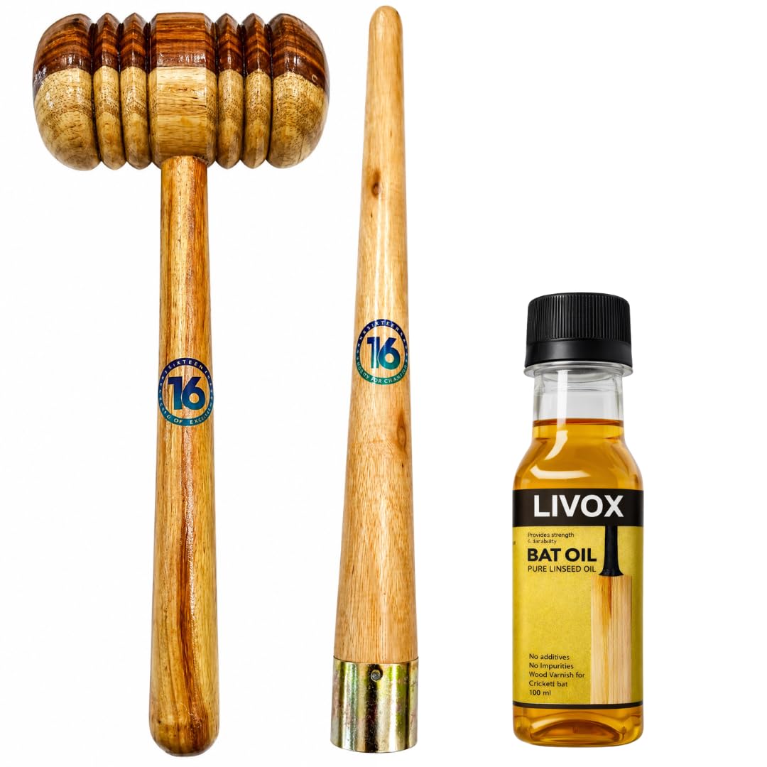 Cricket Bat Accessories Combo Pack | Wooden Bat Knocking Mallet + Bat Grip Cone + Pure Linseed Oil 100ml-image-40