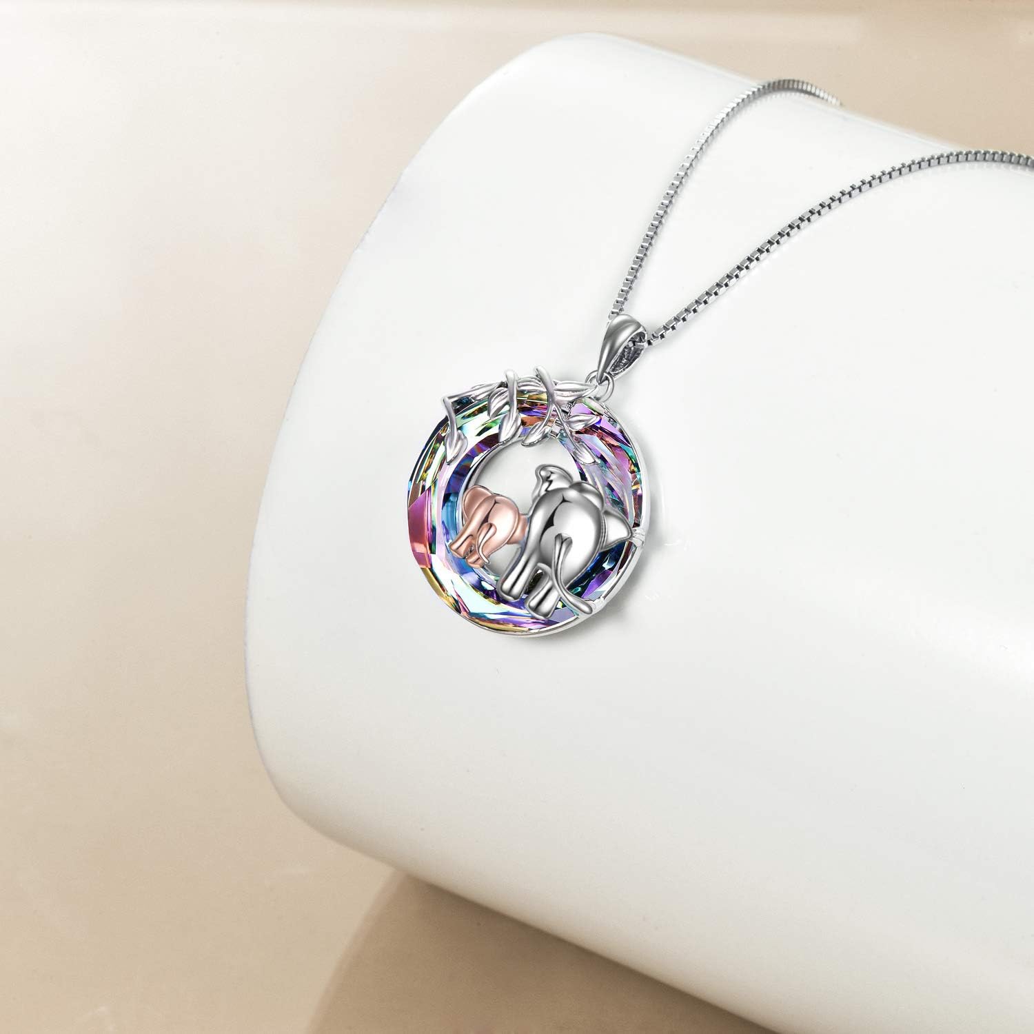 POPLYKE Elephant Mothers Day Gifts for Mom from Daughter Sterling Silver Elephant Pendant with Blue/Purple/Volcano Crystal for Women Daughter Wife - Image 3