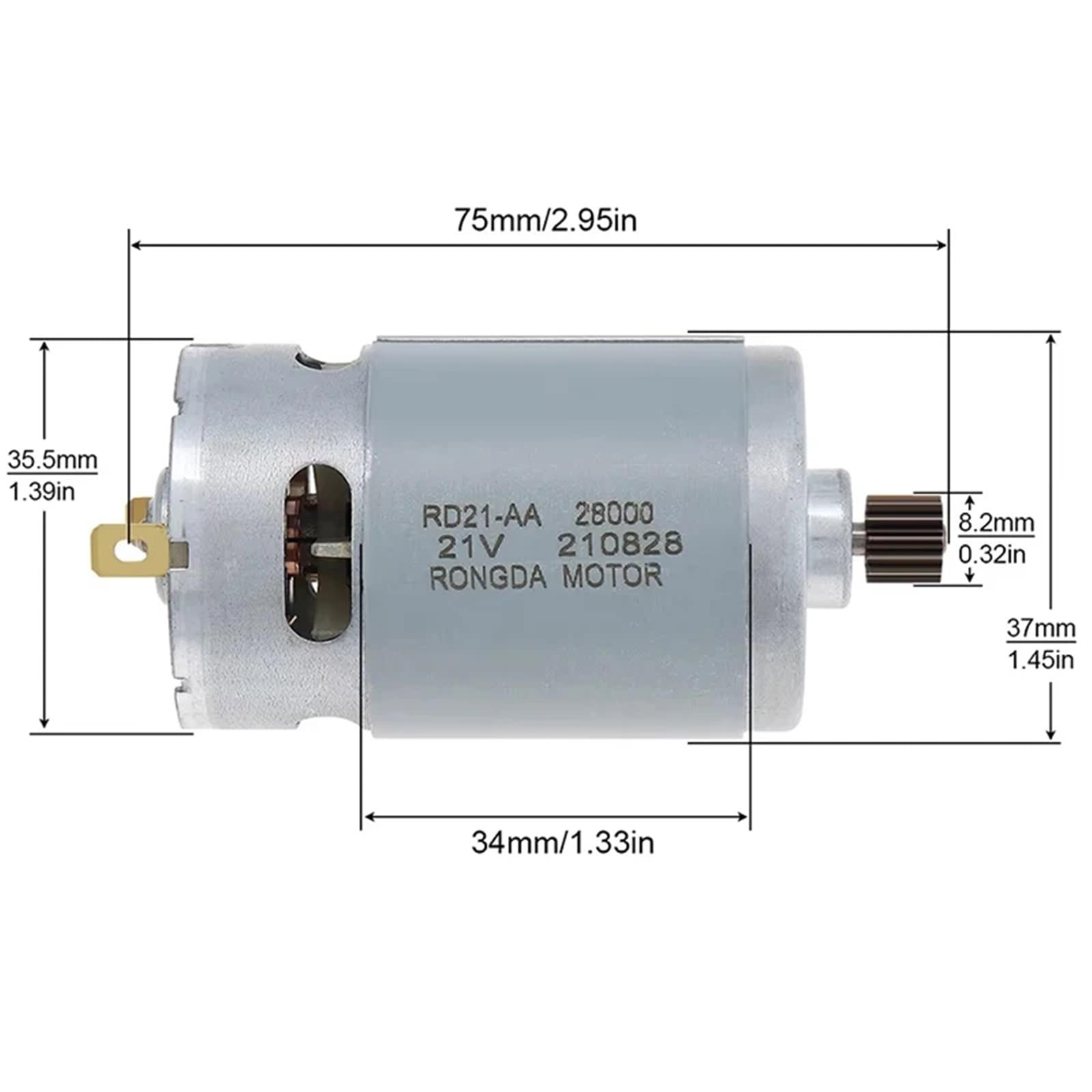 21V RS550 Motore Spazzolato Motore 14 Denti Ad Alta velocità Grande Coppia for 4/6 Pollici Cordless Motosega Accessori for Elettroutensili Trapano Garde(Model B)