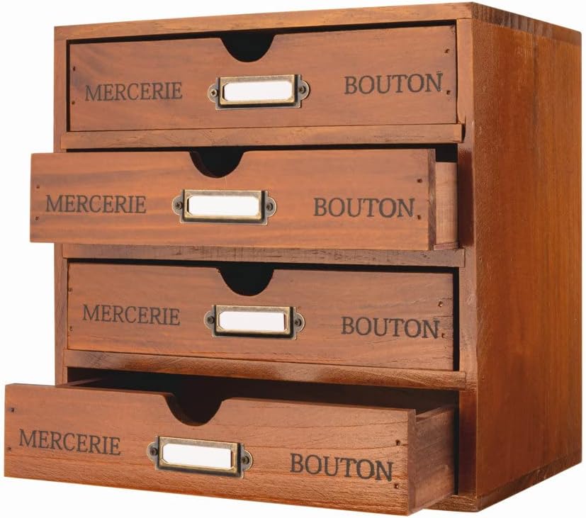 Wesiti Vintage Wooden Storage Box Brown Home Office Desk