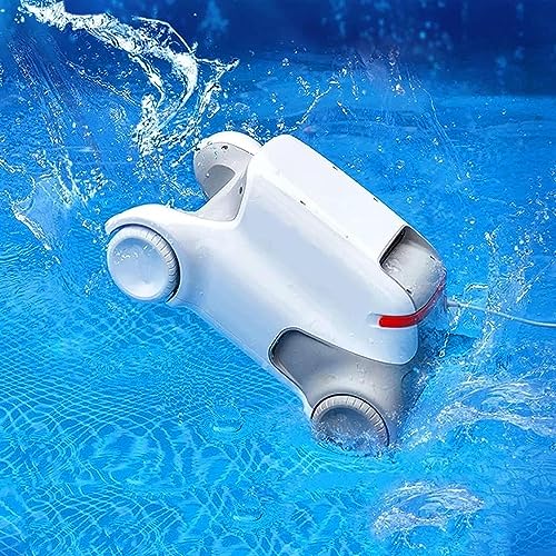 Limpiador robótico automático de piscinas, aspiradora inalámbrica para albercas, motores de doble accionamiento, aspiradora para piscinas planas en el suelo de hasta 150 pies cuadrados (dura 240