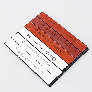 6Pcs 16.5 x 5 x 3cm Sharpening Stone Kit, Sharpening Whetstone Set Oilstone Grindstone Polishing Sharpener Stone Grit (180# 400# 800# 1500# 2000# 3000#)