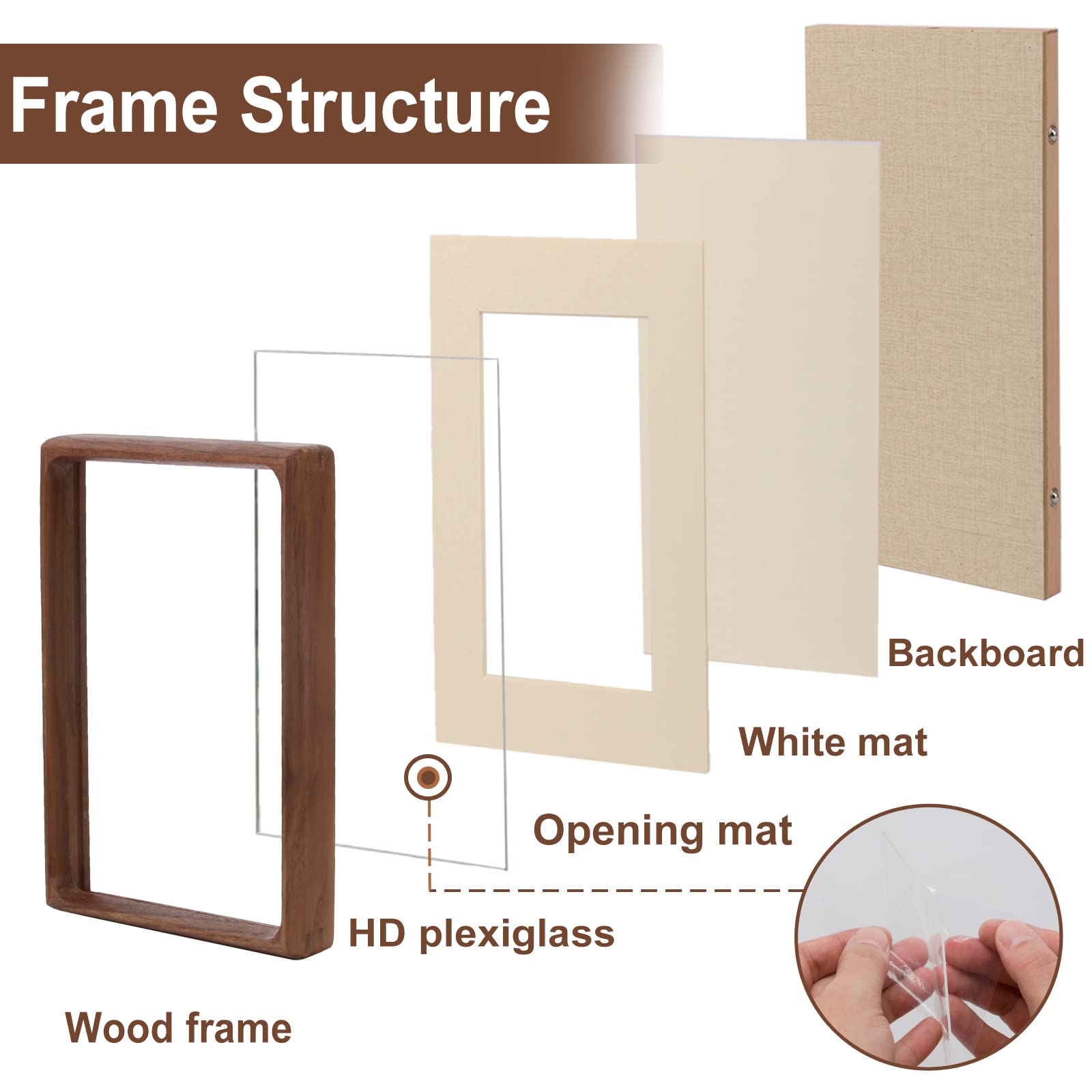Youncewooder 4x6 Picture Frame with 3x4 Mat - Rustic Farmhouse Walnut Wood Frame, Wall & Tabletop Display for Wedding Photos & Home Décor (4x6,Walnut)