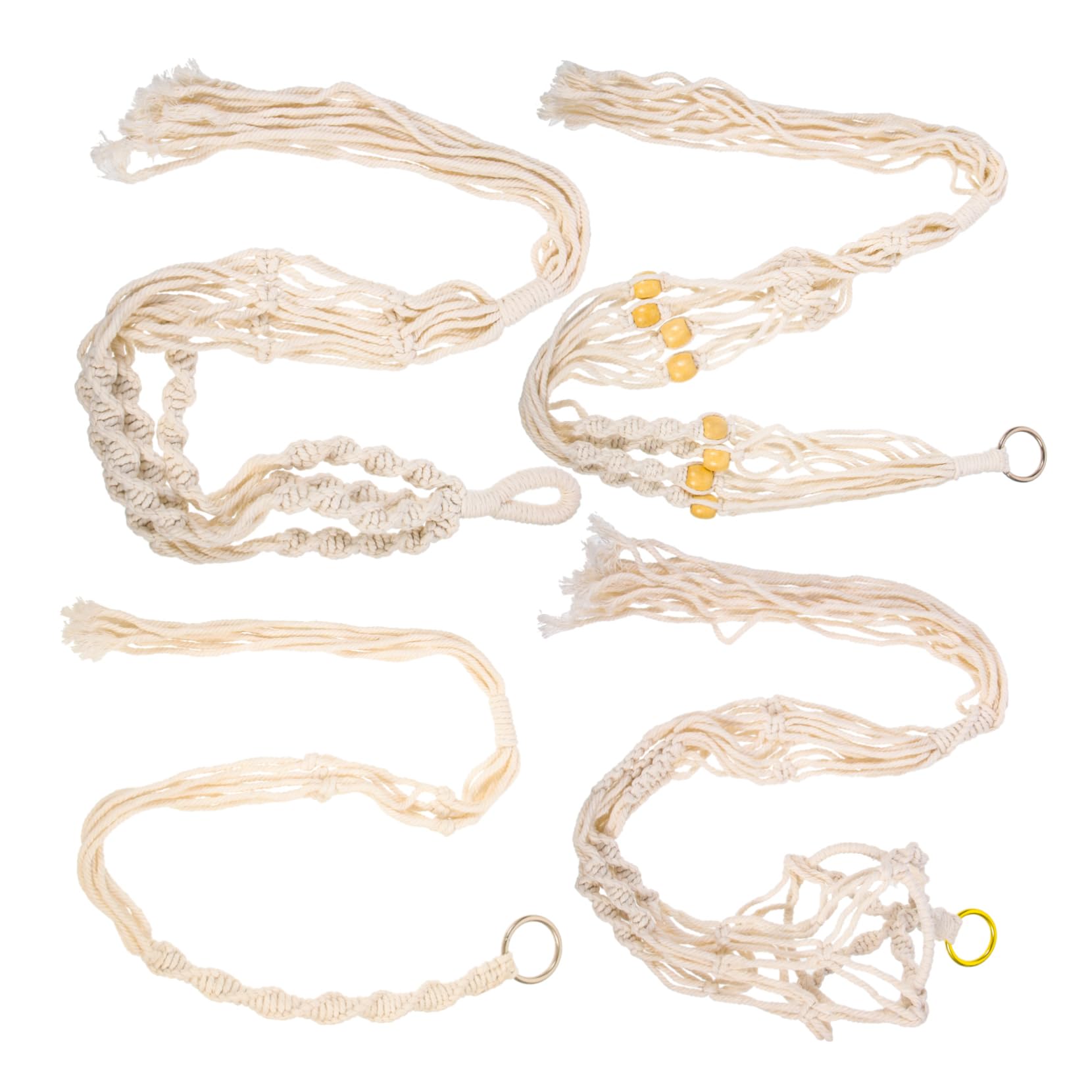 Toddmomy 4pezzi Appendino per Piante in Macramè Rete per Appendere Vasi Fiori Portavasi da Fiori Intrecciato Appendiabiti in Corda Cotone Cesto Portafiori Sospeso Borsa Appendere Piante