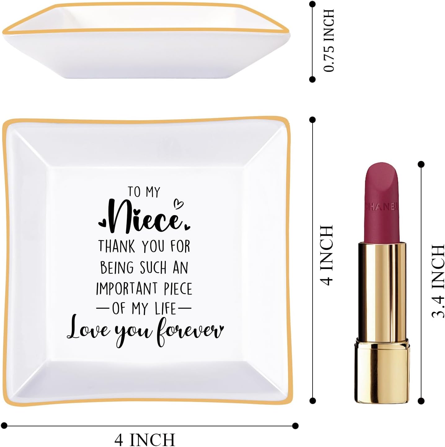 PUDDING CABIN Gift for Niece from Aunt – Ceramic Niece Jewelry dish Ring Dish Trinket Tray, Christmas Stocking Stuffer Birthday Present for Niece, Valentine’s Graduation Gift for Niece - Image 5