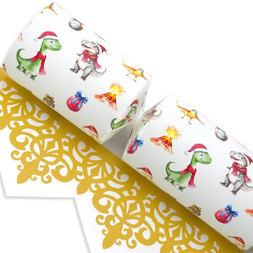 That's Crackers Multicoloured Christmas Dinosaurs | Makes 6 Large Crackers | Make & Fill Your Own