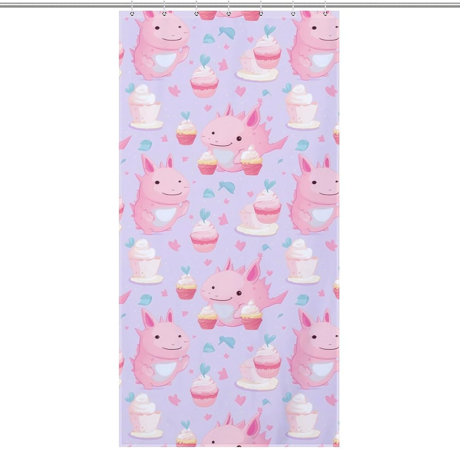 Axolotl Ice Cream Funny Shower Curtains Washable Bath Curtain Liner with Hooks for Bathroom Bath Tubs