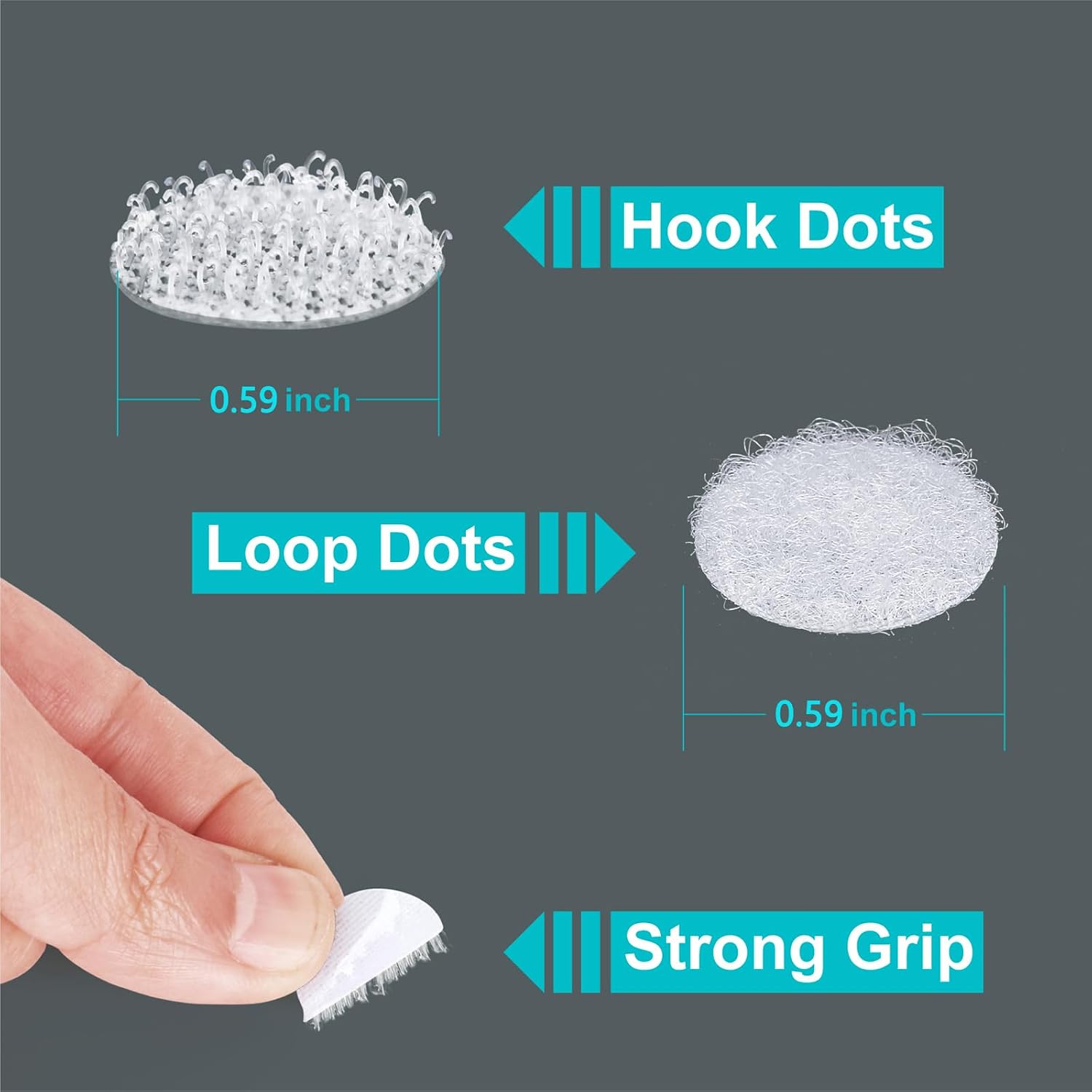 1008Pcs (504 Pairs) Self Adhesive Hook and Loop Dots, 0.59" Round White Sticky Fastener Dots Water Resistant Reusable for Classroom Office Home DIY Crafts Scrapbooking and Daily Organization