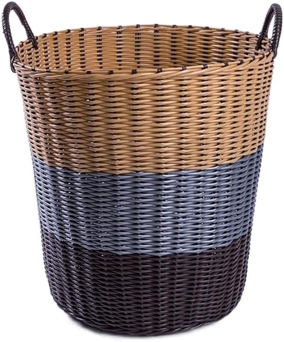 Plastic Rattan Laundry Basket Dirty Clothes Toys Fruit Storage Home Portable Clutter Bin