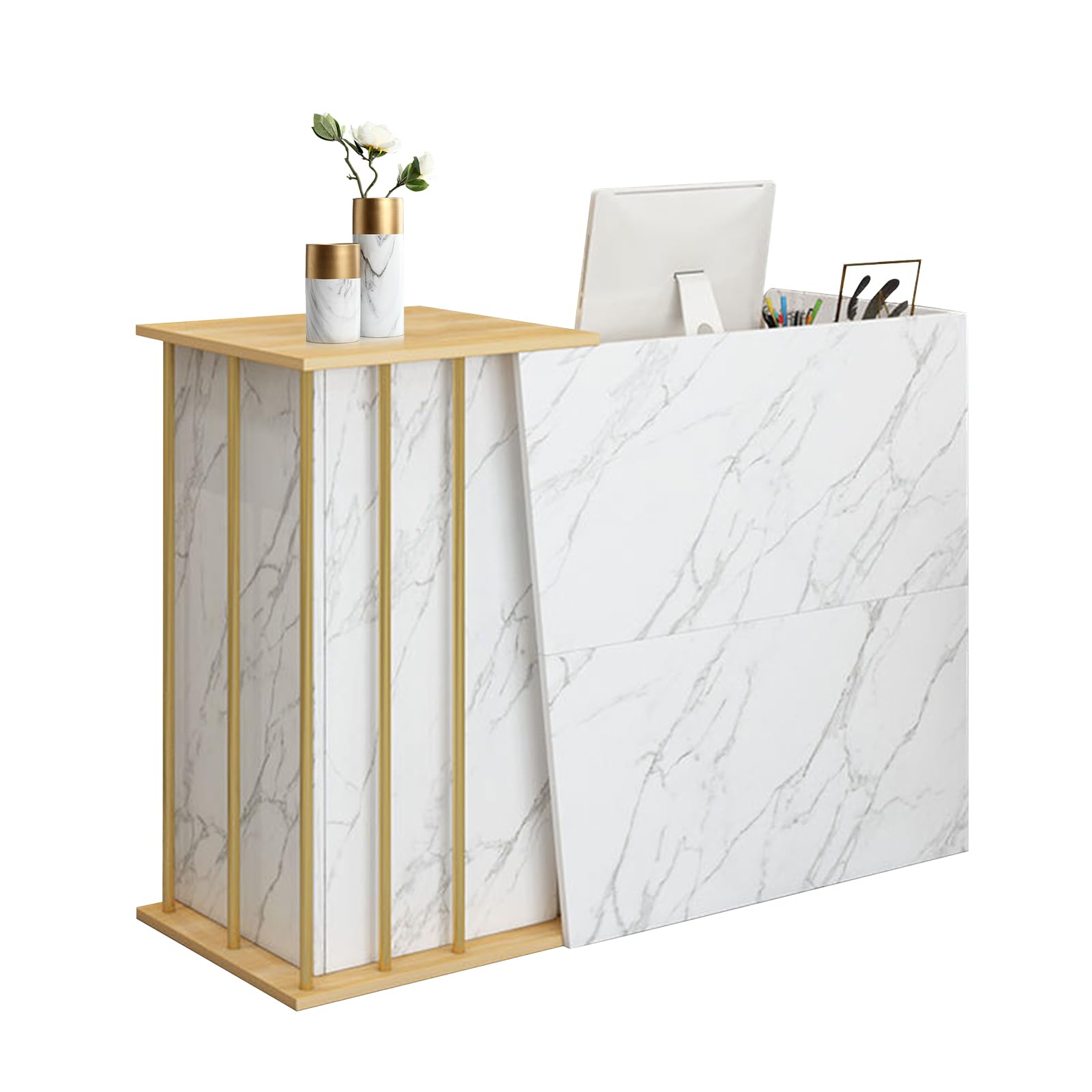Comptoir de Réception Blanc 120 cm GAOXIAO pour Magasin et Bureau