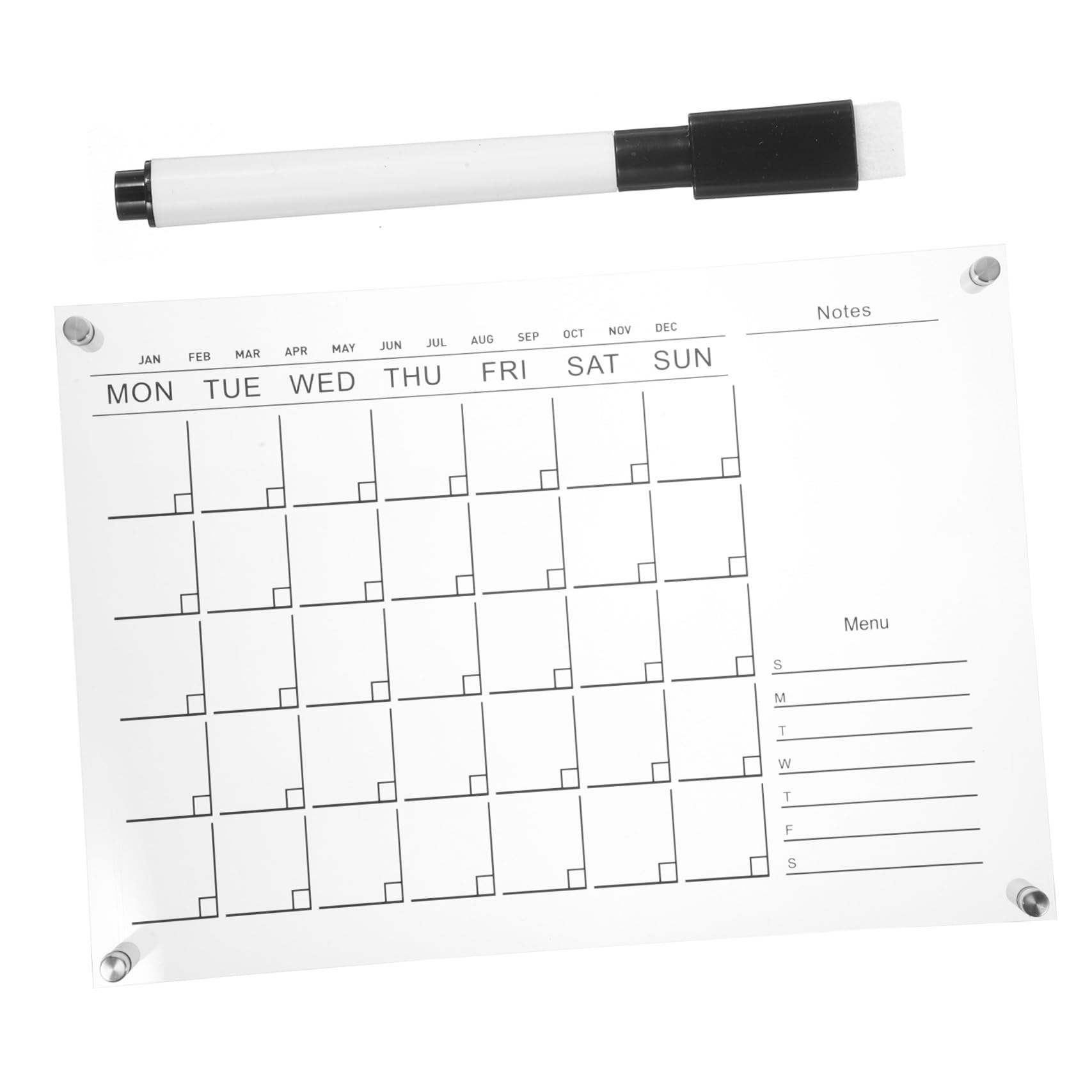 Veemoon Calendario Acrilico Da Parete Lavagna Cancellabile Per Messaggi Agenda Mensile e Settimanale Minimalista Riutilizzabile e Facile Da Installare