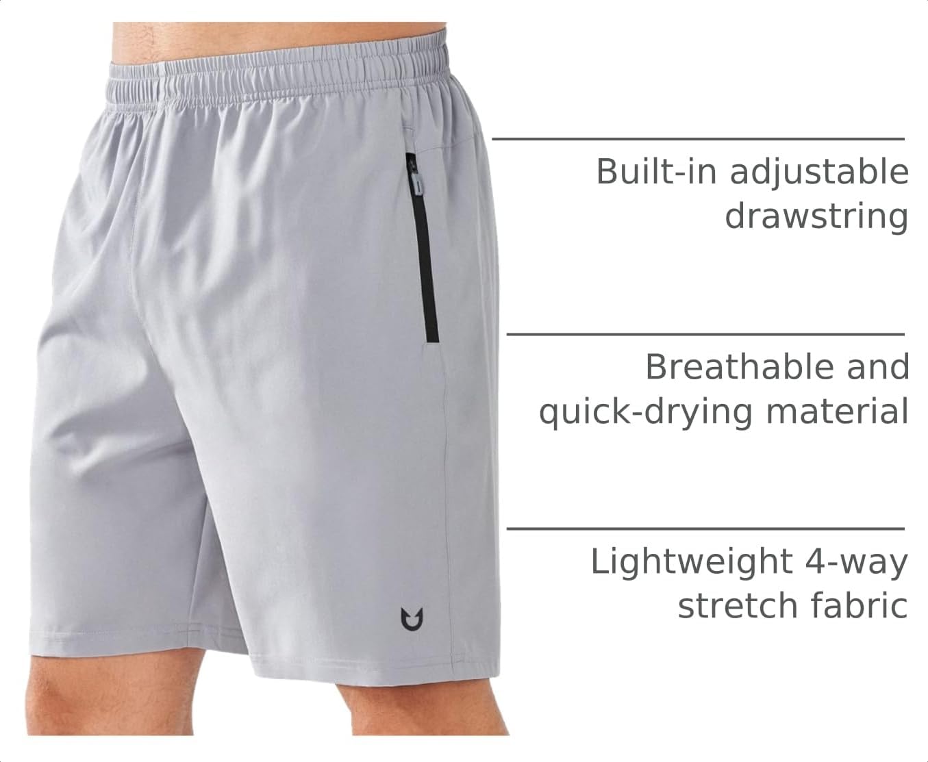  Men's Athletic Running Shorts Quick Dry Lightweight Zip Pockets thumbnail