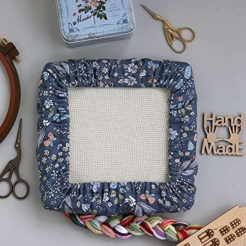 Grime Guard Q Snap 11x11 in Nurge N4 Blue Flowers Cotton Cover Cross Stitch Embroidery Hoop 11 Frames Square Round4