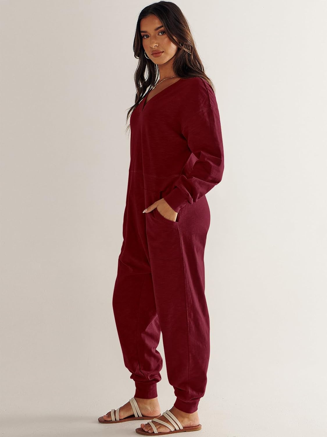 ANRABESS Jumpsuits for Women 2025 Fall Long Sleeve Casual Loose Fit Romper Lounge One Piece Pajamas Outfits Jumper - Image 4