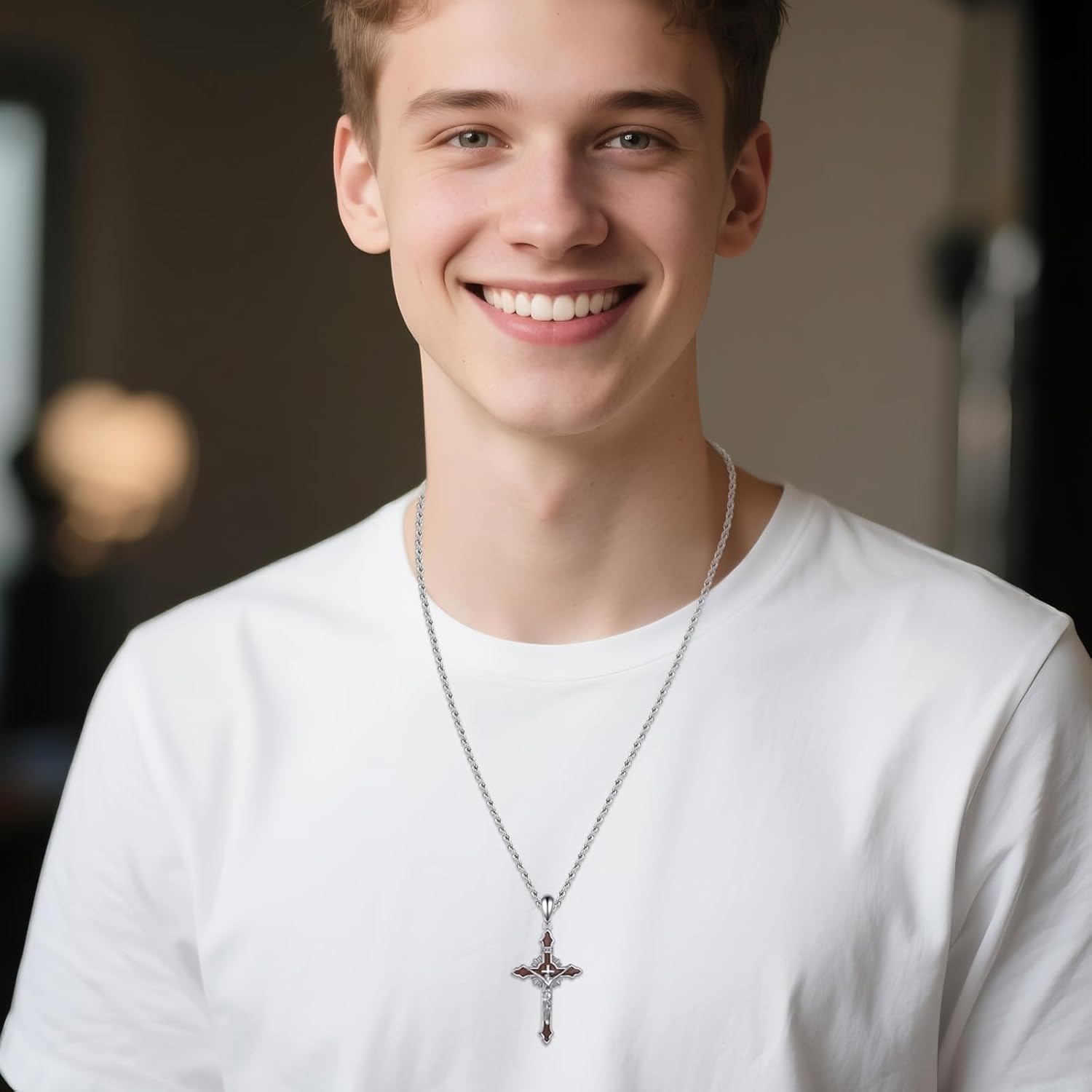 Cross Necklace 925 Sterling Silver Christian Jesus Cross Pendant Religious Gift For Men - Image 6