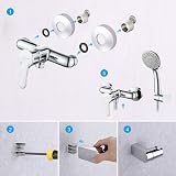 GRIFEMA Mitigeur de Douche Mural & Robinet Monocommande de Douche avec Flexible, Douchette 5 Jets, Support, Chromé, G12003 - 5