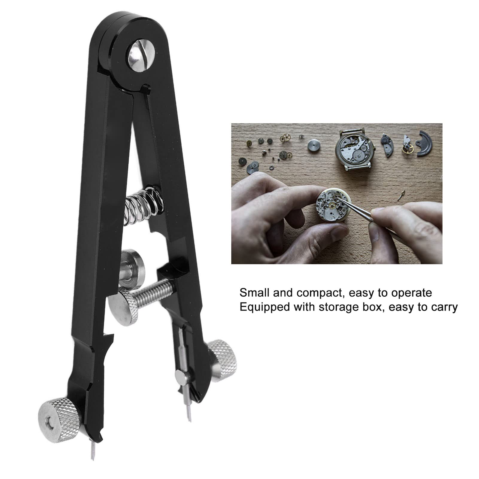 Pinza per barrette di fissaggio con 6 punte, strumento in lega di alluminio a forma di V per la rimozione dei cinturini degli orologi, set di pinzette di precisione per la (Nera)
