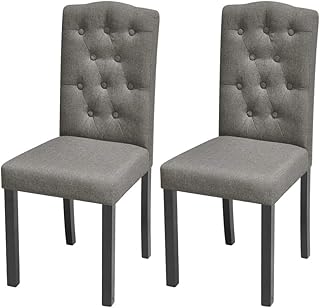 vidaXL 2X Sillas de Comedor Clásicas Madera Tela Gris Claro Asiento de Salón
