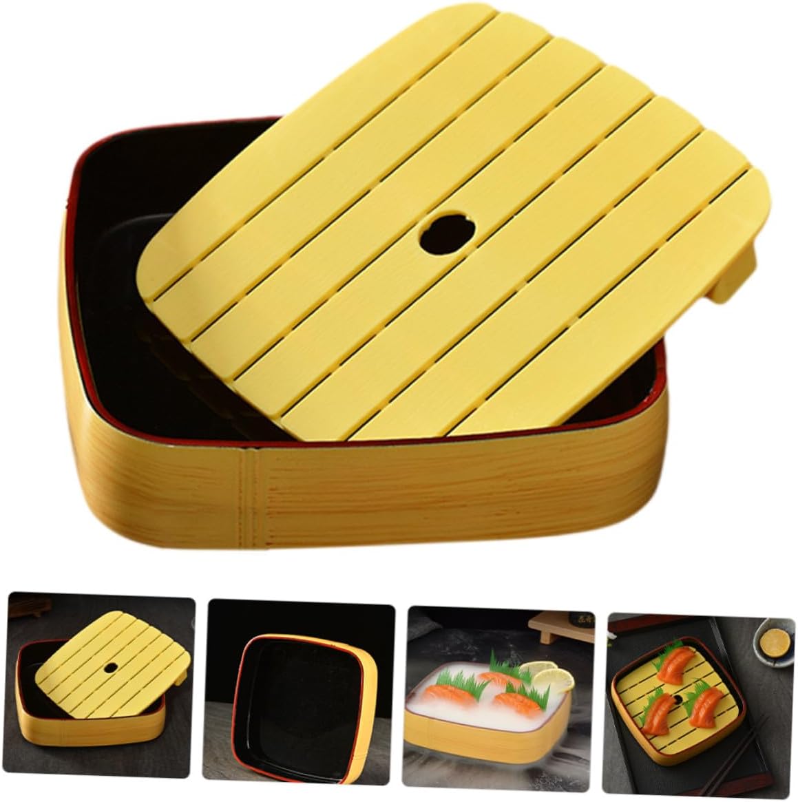 SOLUSTRE Salmon Sushi Plate Style 8-inch round Reusable Sashimi Serving Tray Food Tray for Japanese Cuisine Dinner Table Decor