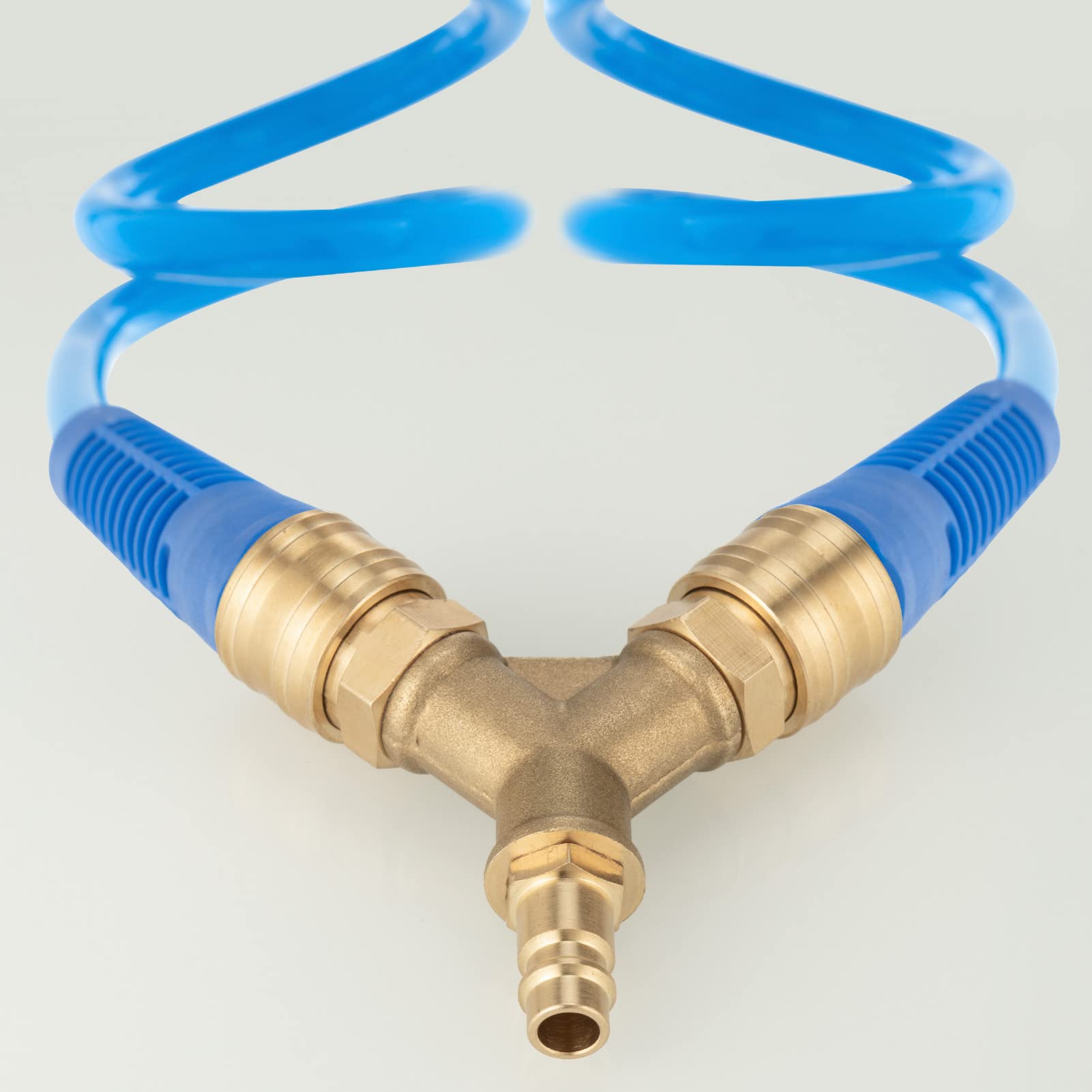 Compresseur de Tuyau d’Air, Raccord Air Comprimé à 2 Voies | Raccord Air Comprimé 1/4 Connecteur de Tuyau Fileté avec 2 Raccords, Distributeur d’Air Y Comprimé en Laiton